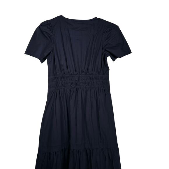 NWOT Quince Women's Navy Blue Tiered Maxi Dress XS Organic Poplin 4480-90 - Picture 7 of 11